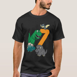 Kinder 7 Jahre alt Dino Dinosaurier 7. Siebter Geb T-Shirt