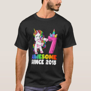 Kinder 7 Jahre alt Einhorn Blüte 7. Geburtstag Gir T-Shirt