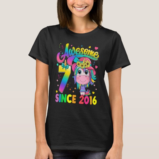 Kinder 7 Jahre alt Seit 2016 Prinzessin Unicorn 7. T-Shirt (Vorderseite)