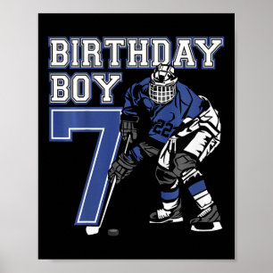 Kinder 7 Jahre alte Eishockey-Themen-Geburtstagsfe Poster