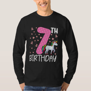 Kinder 7 Jahre alte Mädchen Einhorn 7. Geburtstag T-Shirt