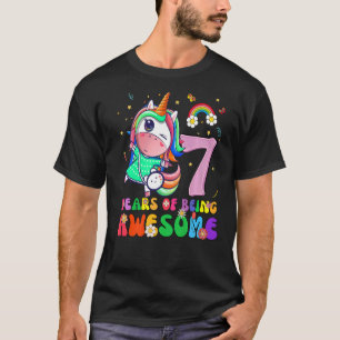 Kinder 7 Jahre Alte Mädchen Teens Einhorn 7. Gebur T-Shirt