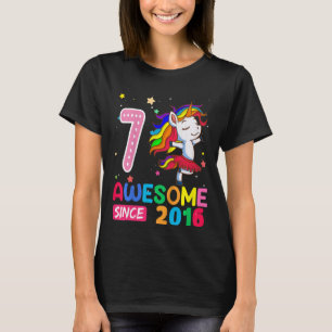 Kinder 7 Jahre Alte Mädchen Teens Unicorn 7. Gebur T-Shirt