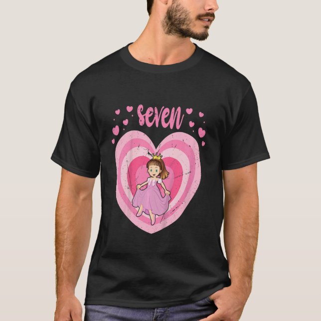 Kinder 7 Jahre alte Niedliche Prinzessin Geburtsta T-Shirt (Vorderseite)