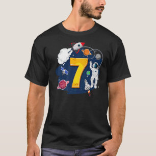 Kinder 7 Jahre alter Astronaut Weltraum 7. Geburts T-Shirt