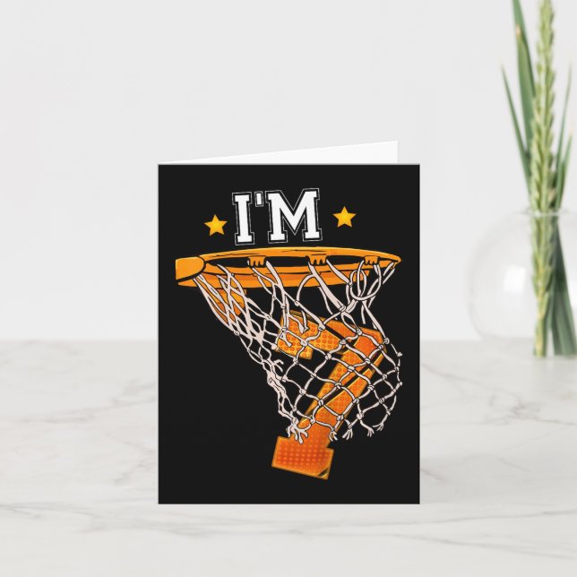 Kinder 7th Birthday Basketball I m 7 Boy Girl 6th  Karte (Vorderseite)
