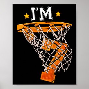 Kinder 7th Birthday Basketball I m 7 Boy Girl 6th  Poster