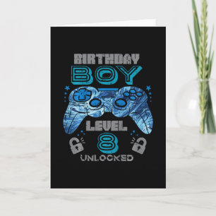 Kinder 8. Geburtstag Gamer Level 8 freigeschaltet Karte