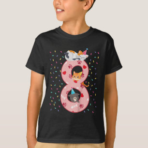 Kinder 8. Geburtstag Mädchen Niedliche Katzenoutfi T-Shirt
