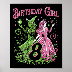 Kinder 8. Geburtstag Rosa und Grün 8 Jahre alt Poster