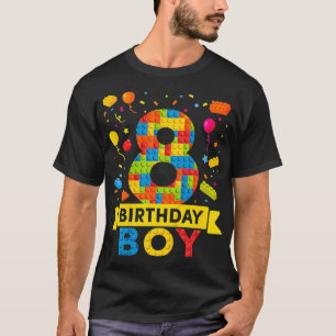 Kinder 8 Jahre alt Gebäude Blockiert 8. Geburtstag T-Shirt