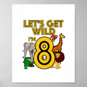 Kinder 8 Jahre alter Zoo Geburtstag Shirt Safari D Poster
