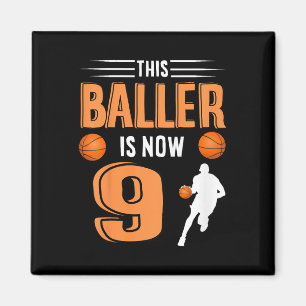 Kinder 9. Geburtstag Basketball Outfit Dieser Ball Magnet