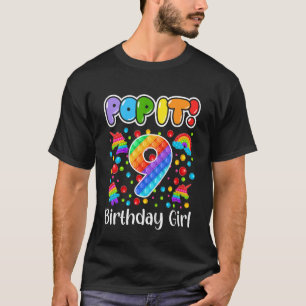 Kinder 9. Geburtstag Einhorn Fidget Pop Es Geburts T-Shirt