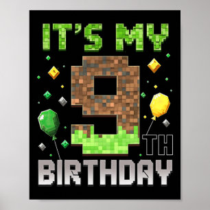 Kinder 9. Geburtstag Gamer Pixel 9 Jahre alt Video Poster