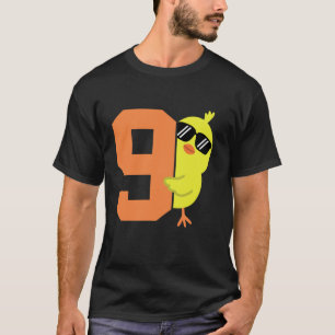 Kinder 9. Geburtstag Hühner Thema Süß 9 Jahre alt  T-Shirt