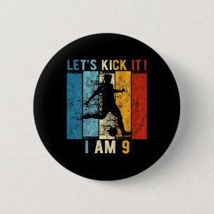 Kinder 9. Geburtstag Junge Fußball 9 Jahre alt Geb Button