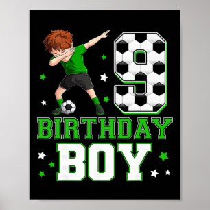 Kinder 9. Geburtstag Junge Fußball 9 Jahre alter 9 Poster