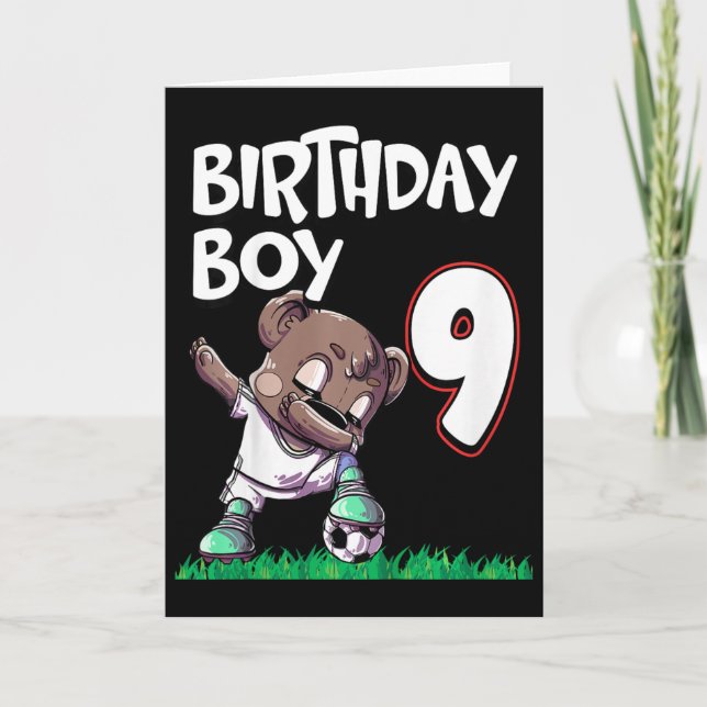 Kinder 9. Geburtstag Junge Fußball  Karte (Vorderseite)