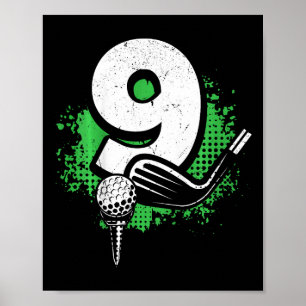 Kinder 9. Geburtstag Junge Golfspieler Golf 9 Jahr Poster