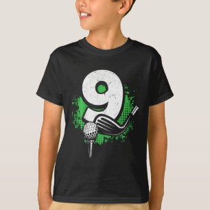 Kinder 9. Geburtstag Junge Golfspieler Golf 9 Jahr T-Shirt
