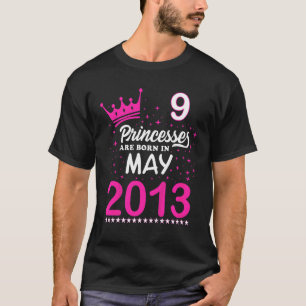 Kinder 9. Geburtstag Rosa Prinzessinnen Geboren im T-Shirt