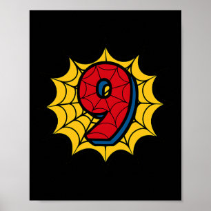 Kinder 9. Geburtstag Spider Thema Party 9 Jahre al Poster