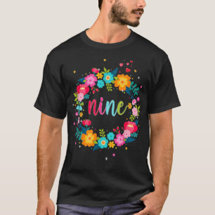 Kinder 9. Geburtstagskind 9 Jahre 9 Neun Blumenstr T-Shirt