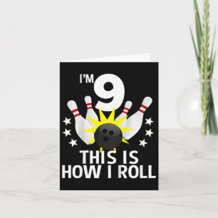 Kinder 9 Jahre alt Bowling Geburtstagsparty Shirt  Karte