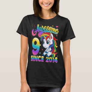 Kinder 9 Jahre alt Einhorn Mädchen 9. Geburtstag M T-Shirt