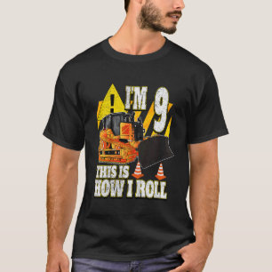 Kinder 9 Jahre alt Geburtstag Bulldozer T-Shirt