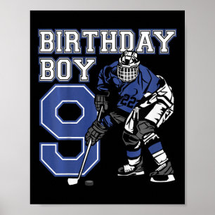 Kinder 9 Jahre alte Eishockey-Themen-Geburtstagsfe Poster