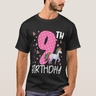 Kinder 9 Jahre alte Mädchen Einhorn 9. Geburtstag T-Shirt