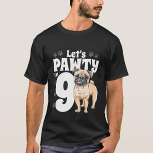 Kinder 9 Jahre alter Mops Geburtstagsparty Welpe H T-Shirt