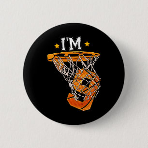 Kinder 9th Birthday Basketball I m 9 Boy Girl 6th Button