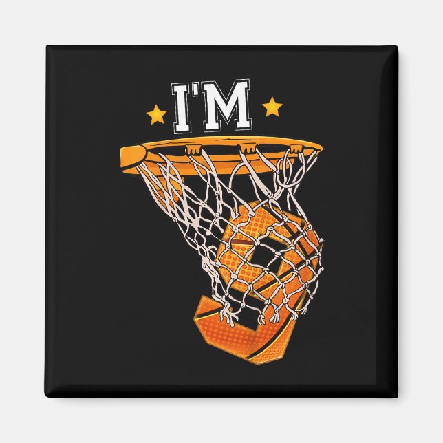 Kinder 9th Birthday Basketball I m 9 Boy Girl 6th  Magnet (Vorne)