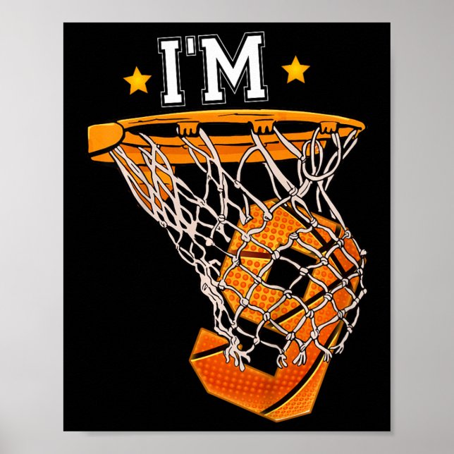 Kinder 9th Birthday Basketball I m 9 Boy Girl 6th  Poster (Vorne)