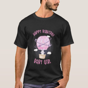 Kinder A Girls 2. Geburtstag Heißluftballon Bunny T-Shirt