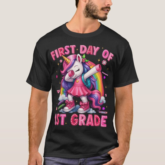 Kinder ab 1. Klasse Einhorn zurück zur Schule T-Shirt (Vorderseite)
