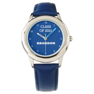 Kinder Absolvent Jungen Blau Abschluss Name Schule Armbanduhr