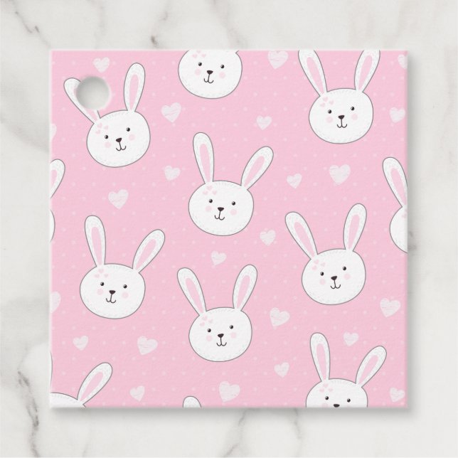 Kinder Adorable Bunny Rabbit Osterpink Herz Geschenkanhänger (Vorderseite)