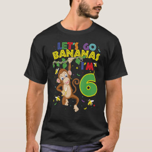Kinder Affe 6. Geburtstag Zoo Los's Go Bananen ich T-Shirt