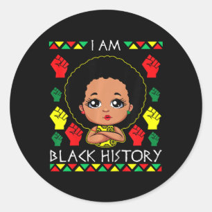 Kinder Afro Girl Juneteenth Black History Melanin Runder Aufkleber