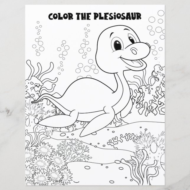 Kinder Aktivität Plesiosaurus Dinosaurier Farbseit (Vorderseite)