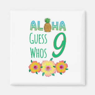 Kinder Aloha Tropical Luau 9 Jahre alt Geburtstag Magnet