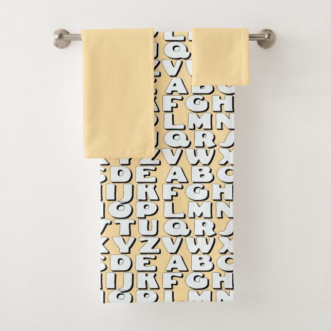 Kinder Alphabet Beige Badhandtuch Set (Insitu)