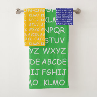 Kinder Alphabet Grün Gelb Blau Badhandtuch Set
