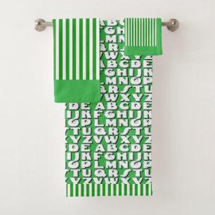 Kinder Alphabet Grüne Streifen Badhandtuch Set