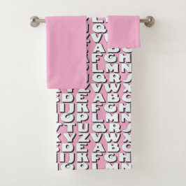 Kinder Alphabet Pink Badhandtuch Set