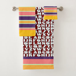 Kinder Alphabet Regenbogen Streifen braun Badhandtuch Set